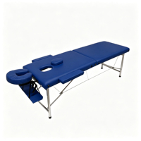 Table de massage portable de luxe à 2 sections avec pieds en acier inoxydable, pliable, avec appui-tête pour salon