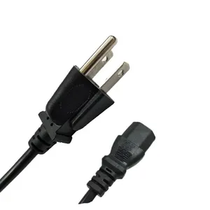 Cable de alimentación CA de 3 pines estándar de EE. UU., conector personalizable para electrodomésticos, Cable de alimentación eléctrica hembra C13