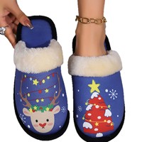 Pantoufles en peluche YJ85 pour l'hiver, imprimées de dessins animés mignons (homme de neige, Père Noël, cerf), pour homme, femme, couple, taille unique, chaudes, en fausse fourrure