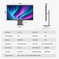 Nouvel écran 27 pouces, résolution 3840x2160, 75 Hz, 300 nits, 100 % sRGB, coque en alliage d'aluminium avec bords fins sur trois côtés
