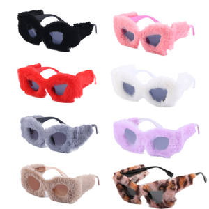 <span class=keywords><strong>Lunettes</strong></span> De soleil œil De chat surdimensionnées pour femmes, Punk, fourrure douce, velours, <span class=keywords><strong>lunettes</strong></span> De soleil pour dames, UV400, <span class=keywords><strong>lunettes</strong></span> faites à la main - Product Image 6