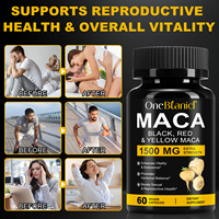 Cápsulas de Polvo de Extracto de Raíz de Maca Negra, Roja y Amarilla OneBotanical para Hombre, Mejoran la Vitalidad e Impulsan la Salud Reproductiva