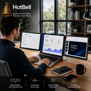 จอภาพเสริมแบบสามจอ Hotbell สำหรับแล็ปท็อป รองรับจอแสดงผลคู่ ขนาด 13.3 ถึง <span class=keywords><strong>17.3</strong></span> นิ้ว ใช้ได้กับแล็ปท็อป MacBook Windows USB C USB A - Product Image 1