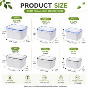 Custom Food Storage <b>Container</b> with Drain Basket and Airtight Lid for Refrigerator Fruit & Vegetable Organizer - Product Image 2