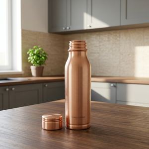 Premium Contoured Pure Copper Eco-Friendly Water <b>Bottle</b> Matte <b>Brushed</b> Sports Flask 100% Leak-Proof Ayurvedic Health Office - Product Image 3
