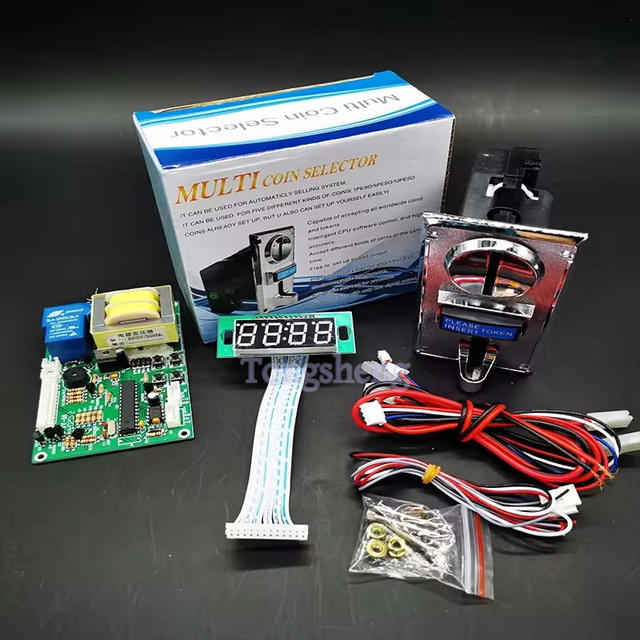 Arcade Game Machine 6 Value Multi Coin Acceptor Selector with JY-16 Timer Control PCB Board Control Time 110V/220V for Choose
