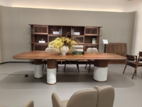 Table à manger en noyer d'Amérique du Nord massif, table de salle à manger moderne de luxe en bois massif pour villa, hôtel, mobilier de maison