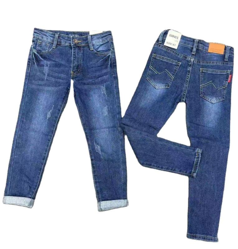 Distressed Wash Pure Denim Kids Pant 13-Year-Old Boy's Straight