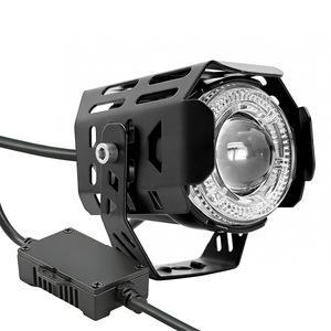 ไฟสปอร์ตไลท์มอเตอร์ไซค์แบบใส โครงเหล็ก ไฟ LED สีขาวเหลือง กระพริบแบบ Demon Eye 12V DC กันน้ำ สำหรับรถออฟโรด - Product Image 2