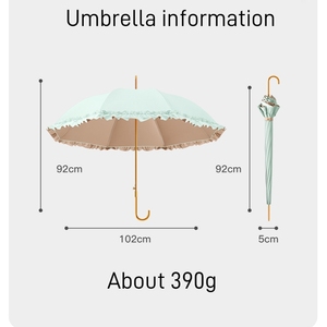 Parapluie <span class=keywords><strong>de</strong></span> soleil à bâton droit haut <span class=keywords><strong>de</strong></span> gamme à 8 côtes longue poignée couleur unie garniture <span class=keywords><strong>de</strong></span> dentelle décorative Protection UV parapluie <span class=keywords><strong>de</strong></span> <span class=keywords><strong>luxe</strong></span> pour les femmes - Product Image 3