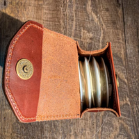 Pochette en cuir véritable pour bobine de ligne de pêche à la mouche, faite à la main, vintage, étui de rangement pour équipement de pêche à la mouche