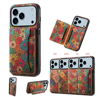 Étui portefeuille en liège rétro pour téléphone Denior avec imprimé floral, compatible avec les séries Apple 17/16/15/14/13/12