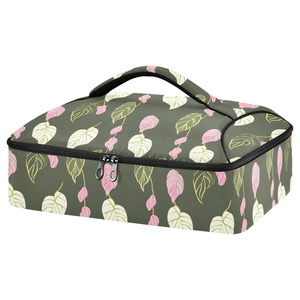 Hawaiian Custom Green Flower Aluminum Foil Insulated Thermal Cooler Bag Pizza Casserole Pans Carrier Cooler Bag on Delivery - Product Image 1
