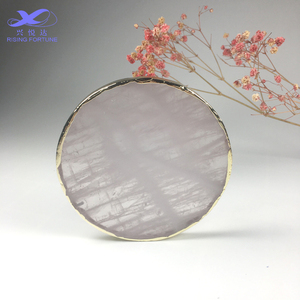 Round Rose Quartz <strong>Coasters</strong> Wholesale Round Rose Quartz <strong>coaster</strong> Gold Trim pink <strong>Agate</strong> <strong>Coasters</strong> with Gold Trims - Product Image 3