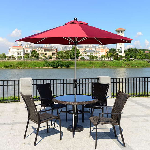 huge restaurant patio umbrella OLIXIS 9ft with Tilt and Crank Button & 8 Sturdy Ribs Waterproof, Patio Table Umbrella Perfect for Poolside, Terrace, Beach and Outdoor Restaurant, Blue : Patio, Lawn & Garden Double Side Big Restaurant Umbrella