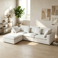 Ensemble de canapés modulaires sectionnels modernes et doux, style crème, en tissu, pour salon, modèle Lounge, grand canapé nuage blanc