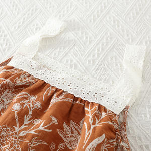 Nuovo stile cinese da donna in puro cotone doppio strato di garza floreale in tre pezzi Set di <span class=keywords><strong>pigiami</strong></span> sottili Cropped pantaloni per la primavera - Product Image 6