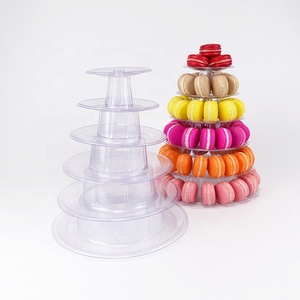 6 层马卡龙塔式甜点展示架透明 PET 塑料架，适用于婚礼派对蛋糕 - Product Image 6