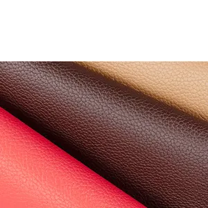 Diskon besar klasik besar tekstur leci kulit sintetis PVC untuk kursi mobil tas tangan tas furnitur sofa produk kulit kain