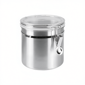 Conteneur de stockage Metaltex 1L avec couvercle en verre, pot de conservation alimentaire en acier inoxydable avec joint à clipser, utilisation en cuisine - Product Image 2