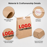 Sac en papier kraft biodégradable, résistant à la graisse, jetable, de qualité alimentaire, avec logo personnalisé imprimé, pour l'emballage de gâteaux et de pains