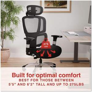 Silla Multifuncional Alera Minverva Pro, Soporta 275 lb, Altura del Asiento 17.7''-21.4'', Asiento y Respaldo Negros, Base Negra Hecha de Espuma de Nylon - Product Image 3