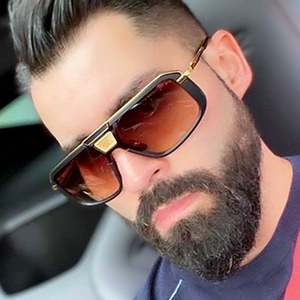 Lunettes de soleil de luxe 2025 pour hommes, monture large, noires, dégradées, tendance, pour femmes, style vintage, surdimensionnées, carrées - Product Image 5