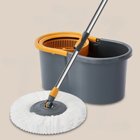 Serpillère magique rotative à 360 degrés avec seau en acier, microfibre à séchage rapide, 2 têtes de serpillère pour le nettoyage des sols plats