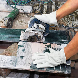 Guantes de conducción para hombre Guantes DE SEGURIDAD duraderos de cuero de grano de vaca Guantes de cuero de trabajo de jardinería Grado AB - Product Image 6