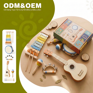 Strumenti a percussione Orff in legno per bambini, sonaglio, campanello, tamburello, giocattolo educativo per l'illuminazione vocale - Product Image 1