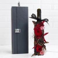 Ornamen Botol Anggur Merah Mawar Abadi yang Elegan untuk Wisuda, Hari Ayah, Pernikahan, Ulang Tahun, Hari Valentine, Natal, Hari Ibu