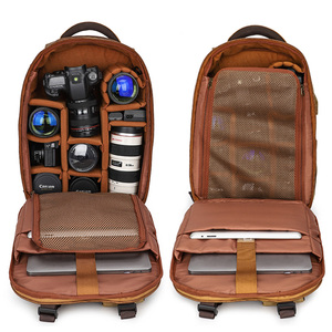 Ba lô du lịch đựng máy ảnh, laptop bằng vải bố phủ sáp da cổ điển, dung tích lớn, chuyên dụng cho nhiếp ảnh, có cổng USB - Product Image 2