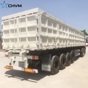 Utilisé et nouveau côté benne remorque 4 essieux 120 tonnes camion à benne basculante semi-remorque