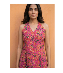 Women Summer Floral Printed Halter Neck Cotton <b>Kurti</b> Lightweight Casual Ethnic Wear <b>Top</b> Traditional Indian Tunic Bulk Order - Product Image 2