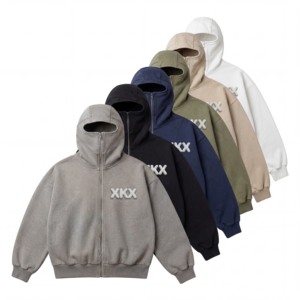 Sweat à capuche zippé slim et pantalon de survêtement en coton 100 % personnalisés, en molleton biologique français 500 g/m² épais, avec impression 3D en relief, et <span class=keywords><strong>cagoule</strong></span> zippée - Product Image 2
