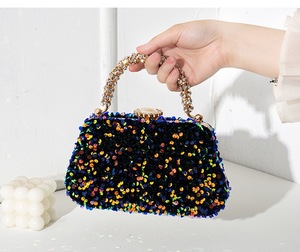 New Fashion Women's Evening Clutch Bag Square <strong>Sequin</strong> Chain Strap Magnetic Closure <strong>Handbag</strong> - Product Image 1