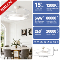 Ventilador de Techo Invisible Blanco con Luz, Aspas de 42 Pulgadas, Doble Voltaje (110V/220V), Certificado CE, Control por Aplicación Inteligente, Bajo Nivel de Ruido, LED
