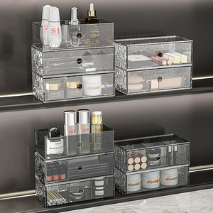 Acrylic Cosmetic <b>Storage</b> Box With <b>Drawers</b> For Bathroom Desktop Makeup Organizer Mirror Cabinet Shelf - Product Image 1