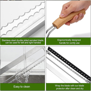 Cortador de Pan de Acero Inoxidable con Cuchilla Dentada para Baguettes, Guía Ajustable de Grosor, Cuchillo Manual para Pan de Levadura - Product Image 6