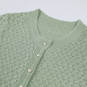 Ensemble élégant en tricot à manches longues pour femmes, comprenant un cardigan en tricot vert clair et une <span class=keywords><strong>robe</strong></span> <span class=keywords><strong>longue</strong></span> à bretelles spaghetti, pour un look décontracté - Product Image 2