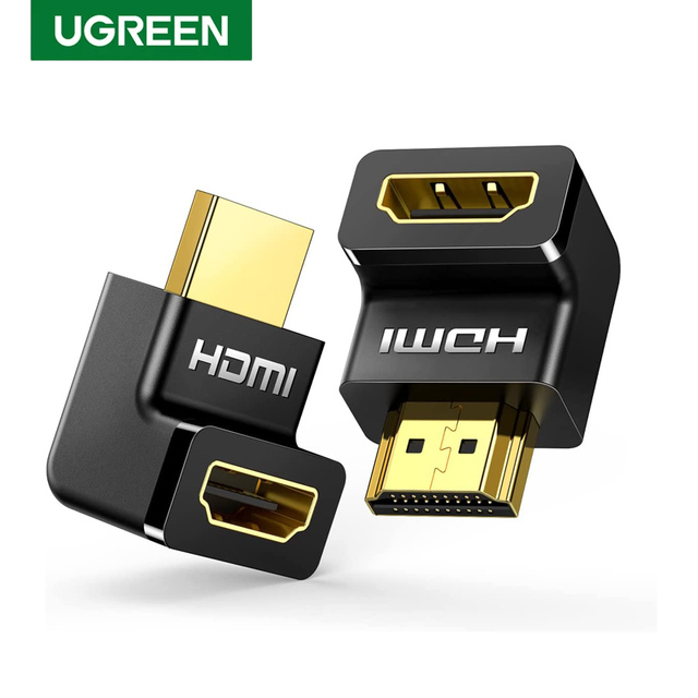 UGREEN High-Definition Multimedia Interface Adapter 90 Degree Right Angle Gold Plated High Speed HD-MI Connector Adapter