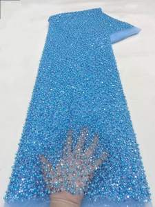 Ni. Ai thiết kế mới sáng bóng chuỗi REN ĐÍNH CƯỜM REN vải thanh lịch ngọc trai Net ren sequin vải - Product Image 4