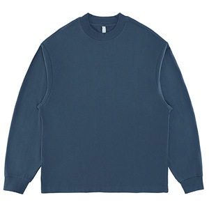 Camiseta de Hombre de Algodón de Color Sólido, Cuello Redondo, Manga Larga, Informal, Talla Grande, Personalizable - Product Image 6