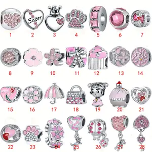 Hot sales pink beaded bracelet with inspirational charm jewelry kits for girls high quality christmas charm and beads lucky