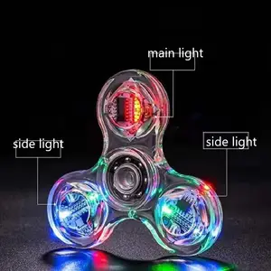 Bán buôn phong cách mới LED dạ quang trong suốt Flash giải nén Fidget spinner Đồ chơi