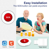 Bouton d'alarme de panique pour personnes âgées WiFi - Système de sécurité domestique intelligent Tuya Contrôle par application et alerte d'urgence en cas de chute Matériel ABS
