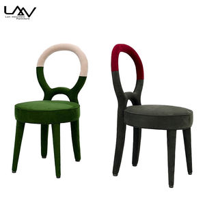 Silla de comedor de dos colores para <span class=keywords><strong>restaurante</strong></span> de Hotel de estilo de diseñador, sala de estar moderna, marco de madera, tela, silla de lujo, muebles - Product Image 2