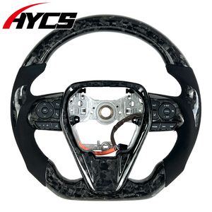 <span class=keywords><strong>Volante</strong></span> de Fibra de Carbono Forjado Personalizado para Toyota Camry Gen 8th 2018-2023 Estilo <span class=keywords><strong>Deportivo</strong></span> <span class=keywords><strong>TRD</strong></span> con Forma de D y Cuero de Gamuza - Product Image 1
