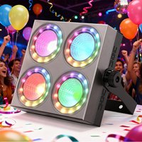 Mini projecteurs LED RGBW à 4 anneaux pour public, 4 anneaux RGB, 4x30W, contrôle DMX512, stroboscope 1-25Hz, gradation 0-100% pour mariages et fêtes