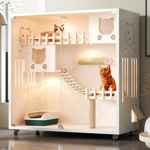 Markdown satış büyük yeni lüks Pet kafesleri evler ahşap kapalı Moistureproof kedi tırmalamak kurulu kedi Villa - Product Image 6